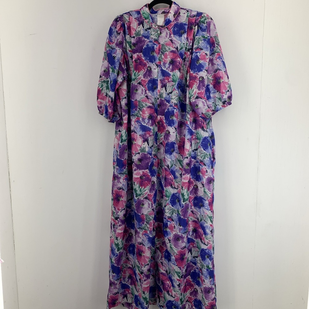 Vintage Models Coat Large Kaftan Lounge Mumu Kimono Colorful Artsy‎ Floral FLAW